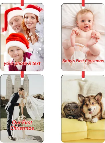 Vista 10 de Adornos de foto de perro personalizados, adornos personalizados con nombre y foto de cachorro de mascota para el árbol de Navidad, regalos