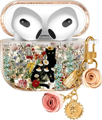 Vista 10 de para Airpods de 2ª/1ª Generación - Estuche Quicksand Liquid Kawaii Lindo Mujer Niña Mujeres Chispeante Brillante Bling Resplandor Adorable Elegante