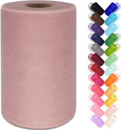 Vista 11 de Rollo de tela de tul de 6 pulgadas por 100 yardas (300 pies) cinta de tul malla transparente para bricolaje, falda tutú, envoltura de regalos, boda