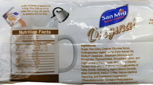 Vista 2 de San Mig Super 3 en 1 Café Original 30 sobres Pack (20 gX30 piezas)