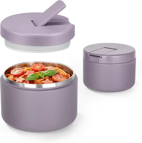 Vista 11 de Pawtong Tarro de comida aislado al vacío de 12 onzas con tapa de hebilla, termo de sopa de boca ancha para comida caliente para niños, contenedor