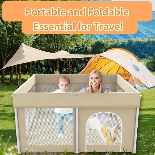 Vista 7 de Corralito plegable de 50 x 50, parque infantil plegable ultraportátil, desplegado al instante en tres segundos, corral seguro para bebé con malla