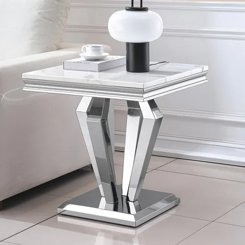 Vista 28 de Mesa de centro de mármol negro Henf de lujo, mesa auxiliar rectangular de mármol sintético de imitación con base de acero inoxidable dorado