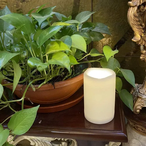 Vista 6 de CANDLE CHOICE Velas impermeables sin llama para exteriores, funcionan con pilas, con temporizador, gran resina plástica brillante, parpadeante