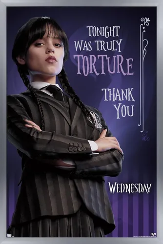 Vista 9 de Trends International Wednesday - Póster de pared de tortura, 14.72 x 22.37 pulgadas, versión enmarcada de madera de granero