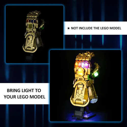 Vista 6 de YEABRICKS Luces LED para bloques de construcción de modelo Lego-76191 Marvel Infinity Gauntlet (el set de Lego NO está incluido)