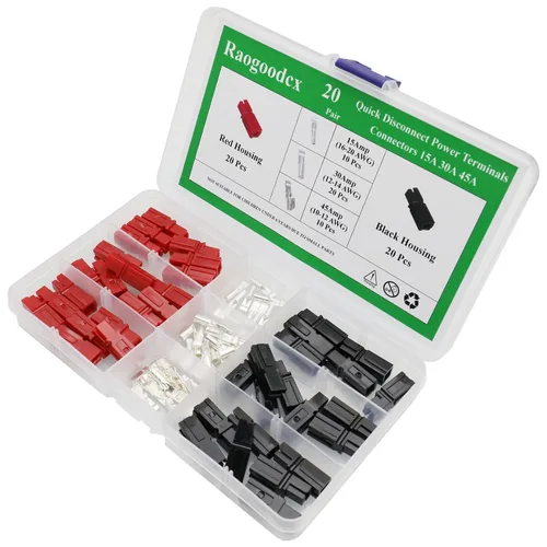 Vista 4 de 80 unids Power Terminales Connectors15/30/45 AMP 600V Power Connector Battery Plug+terminales Rojo Negro
