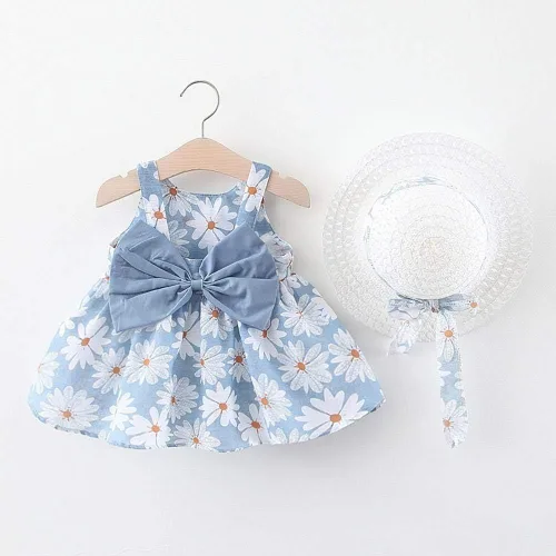 Vista 2 de IDOPIP Vestido de tutú para niña de verano, sin mangas, espalda descubierta, vestido de fiesta de cumpleaños, vestido de fiesta de flores con lazo