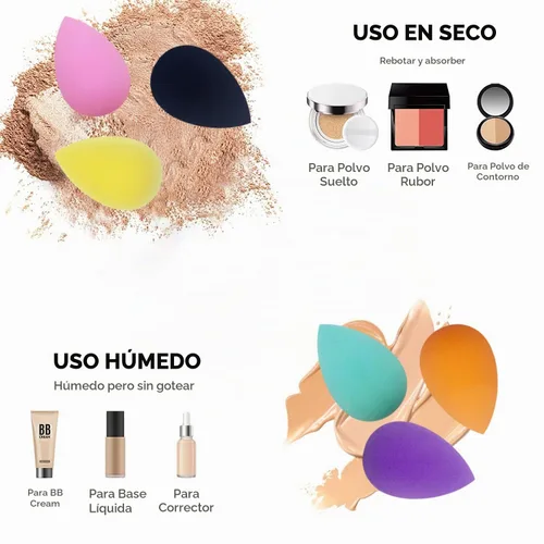 Vista 6 de Pequeña esponja de maquillaje a granel: 30 esponjas de maquillaje de base de varios colores para base, esponjas de maquillaje para cara (30 piezas)