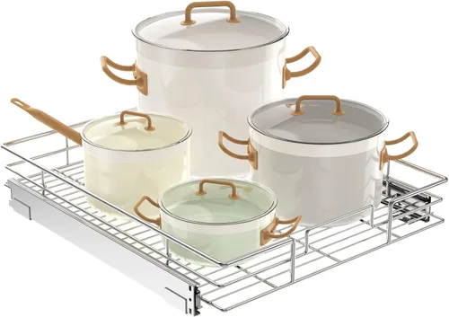 Vista 16 de LOVMOR Organizador de gabinete extraíble de 5.5 pulgadas de ancho x 21.5 pulgadas de profundidad, estantes extraíbles para armario de cocina
