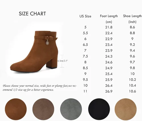 Vista 5 de Coutgo Womens Ankle Boots Chunky Block Low Heel Vintage Tie Knot Booties Shoes with Side Zipper