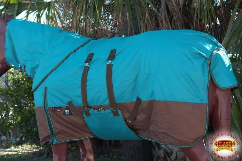 Vista 7 de HILASON Manta de paddock impermeable 1200D de invierno para caballo con cubierta para el cuello y envoltura para el vientre 74 pulgadas Cobre