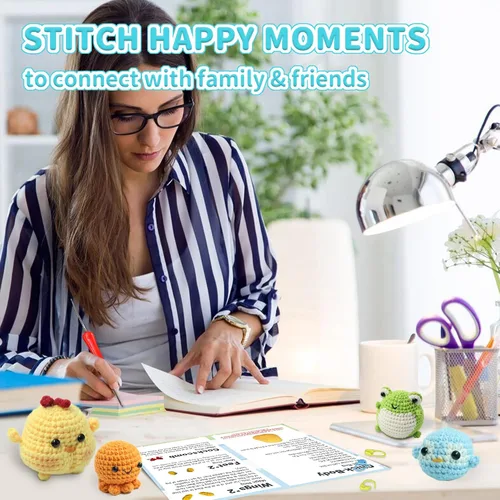 Vista 5 de YAMAXIN Kit de Ganchillo para Principiantes Adultos – 4PCS Kit de Inicio de Amigurumi de Animales de Ganchillo con Hilo, Ganchos, Herramientas