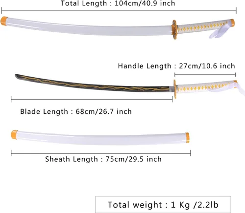 Vista 2 de Bowen Demon Slayer - Espada de metal real, Katana de 40.5 pulgadas, espada samurái de acero al carbono, textura original de anime para cosplay
