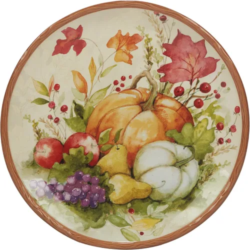 Vista 2 de Certified International Harvest Blessings - Plato llano de 10.75 pulgadas, multicolor, grande, juego de 4