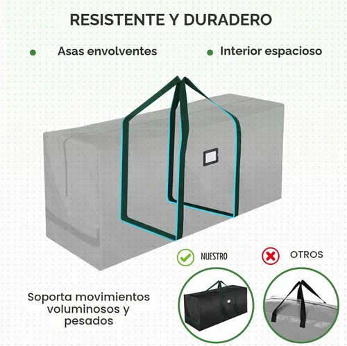 Vista 4 de BALEINE - Bolsa para guardar árbol de Navidad de 9 pies, bolsa extra grande de alta resistencia para árbol de Navidad artificial con asas reforzadas