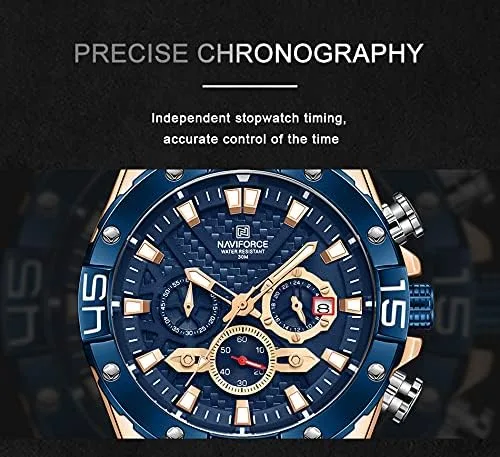 Vista 8 de Naviforce - Reloj de pulsera analógico para hombre con cronógrafo de acero inoxidable