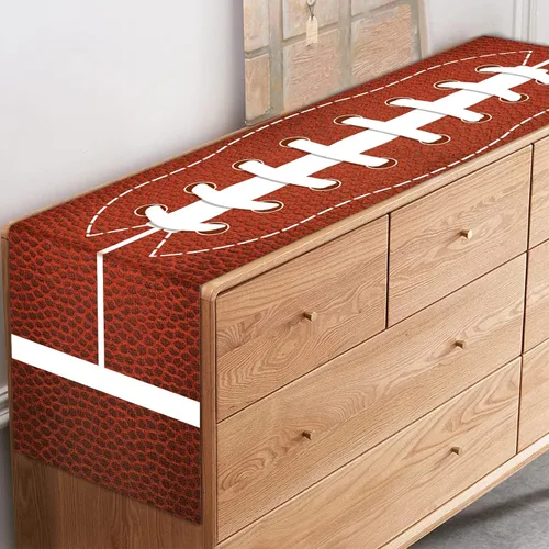 Vista 5 de 2 piezas de camino de mesa de fútbol americano para cocina, mantel deportivo de rugby, camino de mesa de corte para niños, fútbol americano