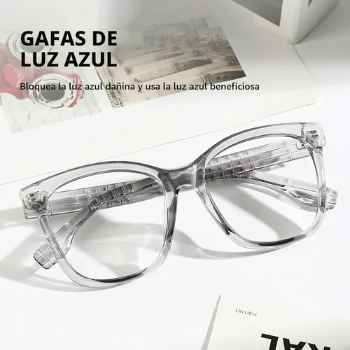 Vista 5 de Oversized Square Blue Light Blocking Glasses for Women and Men - Gaming & Computer Anti-Fatigue Gris (Transparent Gray)