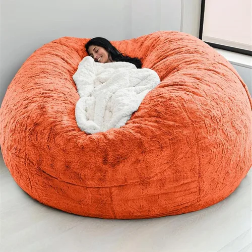 Vista 19 de Funda para silla tipo puf de piel gigante para niños y adultos, (sin relleno), muebles de sala de estar, grande, redondo, suave, esponjoso, de piel