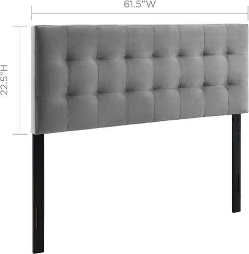 Vista 2 de Modway Lily Queen - Cabecera capitoné de terciopelo de alto rendimiento Biscuit, gris