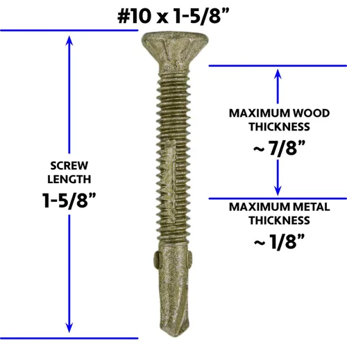 Vista 3 de Tornillos autoperforantes Reamer Tek Torx/Cabeza de estrella de madera a metal de 10x1-5/8 - para plataformas, remolques - cabeza de tornillo T-30