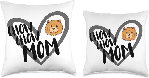 Vista 3 de Chow Chow Lover Apparel Heart Funny Chow Dog Mom Mother's Day Throw Pillow, 16x16, Multicolor