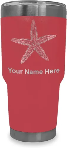 Vista 41 de LaserGram 20oz Vacuum Insulated Tumbler Mug, Starfish, Personalized Engraving Included (Black)