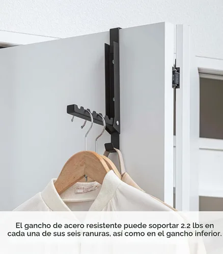 Vista 5 de YAMAZAKI Home Gancho inteligente para colgar sobre la puerta, organizador de abrigos, estante plegable y colapsable para entrada o armario