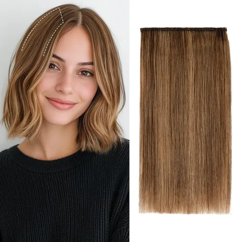 Vista 20 de S-noilite Extensiones de cabello corto con broches, 100% cabello humano real, 2 clips, extensiones con clip para mujeres con cabello delgado, añade