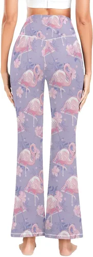 Vista 2 de JUNZAN Flamingoes Floral Dream Purple Stars Sex Yoga Pants for Women High Waist Bootleg Yoga Pants for Womens Gym Outfits S
