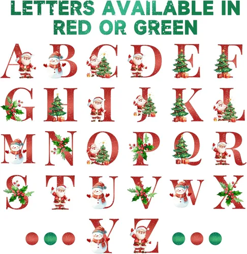Vista 7 de Adornos con nombre de letra para árbol de Navidad, adornos de Navidad personalizados 2025, adornos de nombre inicial personalizados, decoraciones