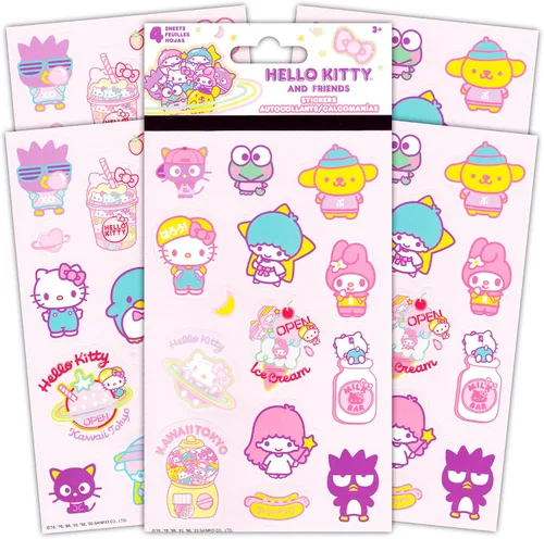 Vista 3 de Hello Kitty Juego de lonchera aislada para niñas, 3.0 L, incluye calcomanías y colgador de puerta de gato