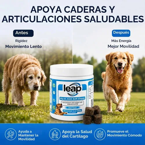 Vista 4 de Suplementos para perros para cadera y articulaciones, aceite de krill y glucosamina masticables suaves, suplemento articular para perros con aceite