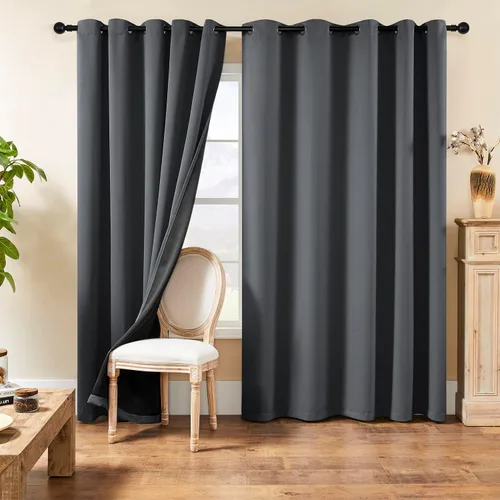 Vista 96 de Rutterllow - Cortinas 100% opacas, paneles de cortina con ojales, aislamiento térmico y bloqueo de luz para habitación y sala de estar