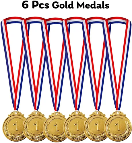 Vista 4 de Jauisus 6 medallas de oro para premios, medallas de metal para el primer lugar, estilo olímpico, premios para deportes, fiestas, torneos, premios