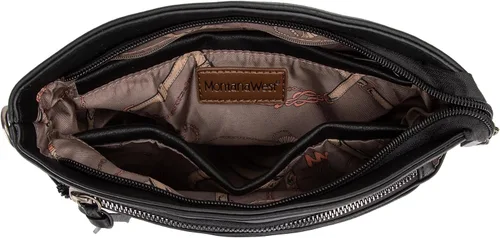 Vista 4 de Montana West Bolso cruzado grande con bolsillo con cremallera múltiple con correa de guitarra