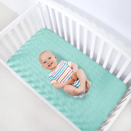 Vista 6 de Sábanas Protectoras de Colchón para Cuna Impermeables Paquete de 2, Funda Acolchada de Protector de Colchón para Cuna Ajustable para Colchón de Cama