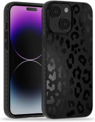 Vista 13 de SCORPIFY Funda para iPhone 15 Pro Max [Compatible con MagSafe] con Diseño de Estampado de Leopardo Guepardo Negro Mate, Linda Funda Magnética