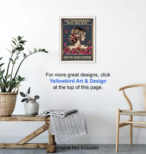 Vista 6 de Ella recordó quién era y el juego cambió – Regalos de aliento edificantes para mujeres – Decoración de pared con citas positivas inspiradoras – Arte
