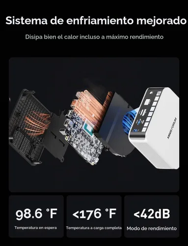Vista 5 de MINISFORUM X1-255 Mini PC AMD Ryzen 7 255 (8C/16T) 16GB DDR5 512GB SSD computadora de escritorio, HDMI2.1 DP2.0 2xUSB4 Salida de video, 1 puerto