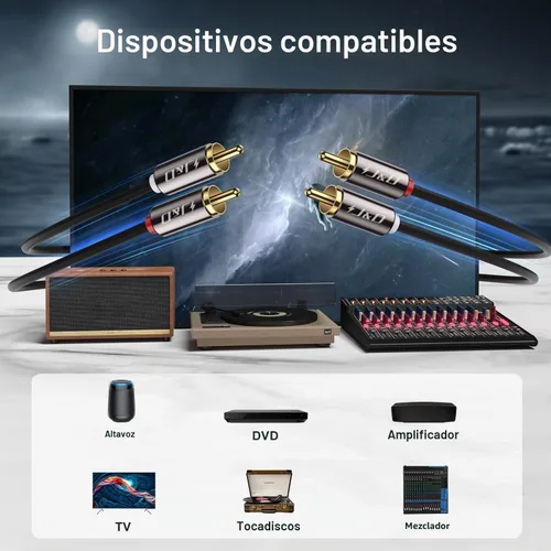 Vista 3 de J&D Cable RCA, (paquete de 2) cables de audio RCA chapados en oro, carcasa de cobre 2RCA macho a 2RCA macho cable de audio estéreo, 3 pies