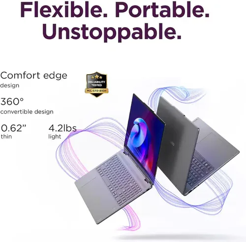 Vista 7 de Lenovo Portátil Yoga 7i 2 en 1 2026, Intel Core Ultra 7 256V, Intel Arc Gris lunar