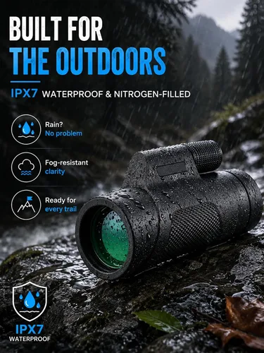 Vista 3 de Monocular de 12x50 con adaptador de teléfono y trípode