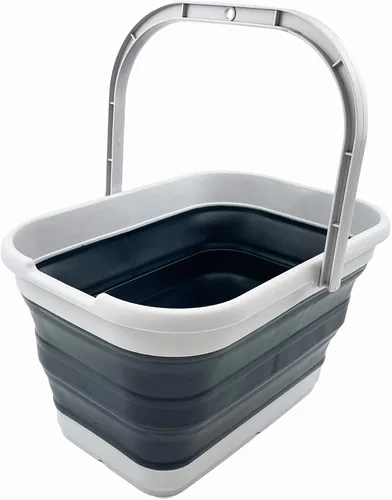 Vista 9 de SAMMART Cubo de agua plegable rectangular de 12 litros (3.1 galones) para campamento, pesca (gris (juego de 2))