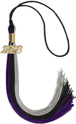 Vista 78 de Endea - Borla de graduación de triple color con gota de fecha dorada (negro/dorado/granate, 2020)
