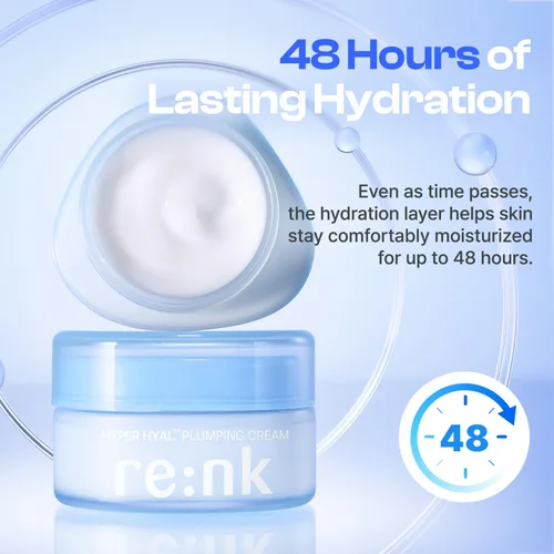 Vista 4 de re:nk Hyper Hyal Plumping Cream - Hidratante facial hidratante profundo y calmante con ácido hialurónico, niacinamida y glicerina, crema hidratante