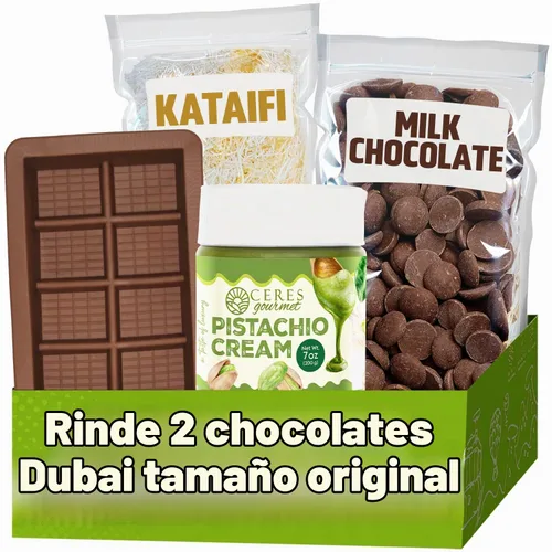 Vista 6 de Kit de DIY para Barra de Chocolate de Dubái – Incluye molde, 12.3 oz de obleas para derretir, 3.5 oz de kataifi, 7 oz de crema de pistacho – Kit