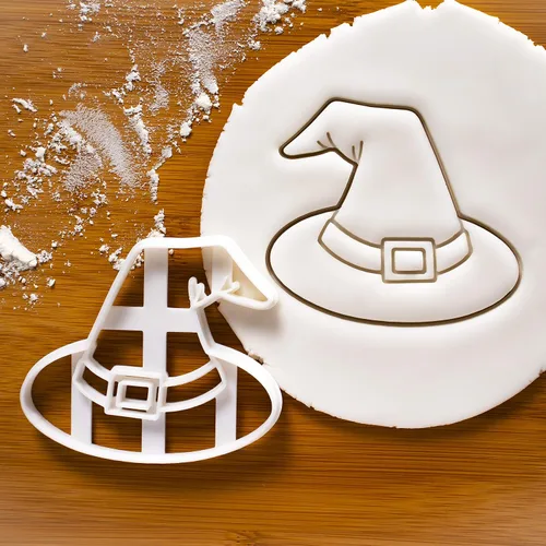 Vista 6 de Juego de 4 cortadores de galletas con temática de brujería (diseños: vela, caldero, sombrero de bruja y casa encantada), 4 piezas - Bakerlogy