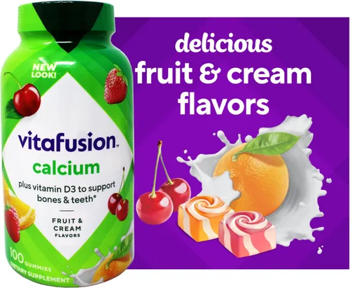Vista 4 de Vitafusion Vitaminas gomosas de calcio para adultos, 500 mg, frutas cremosas arremolinadas, 400